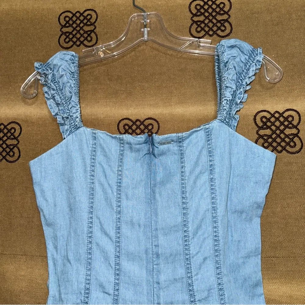Guess NWT! Sweetheart Light Blue Scarlette Denim Mini Dress Size XS - Picture 12 of 16